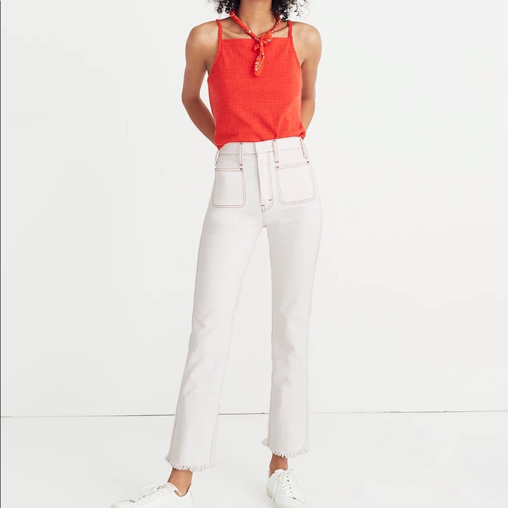 NWOT Madewell Rigid Demi Boot Crop Jeans White and Blue Edition 29